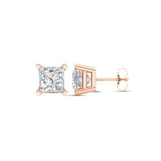 5.00 Carat T.W. Princess-cut Lab Grown Diamond ( G-H/VS ) 14K Gold Stud Earrings with Double Notch Post & Pushback
