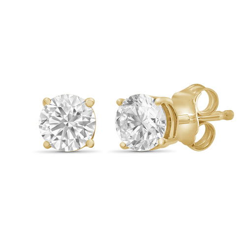 0.25 - 2.00 Carat T.W. Round-cut Lab Grown Diamond (F/VS+) Stud Earrings with Double Notch Post & Pushback