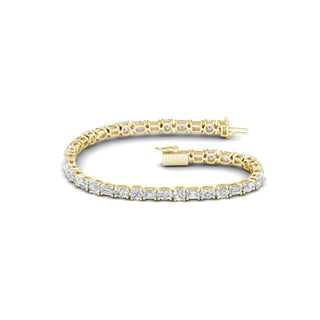 10.00 Carat T.W. Emerald/Oval/Round-cut Lab Grown Diamond ( G-H/VS ) 14K Gold Bracelet