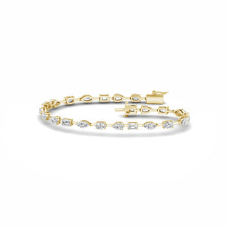 5.00 Carat T.W. Emerald/Marquise/Oval/Pear-cut Lab Grown Diamond ( G-H/VS ) 14K Gold Bracelet