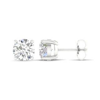 3.00 Carat T.W. Round-cut Lab Grown Diamond ( G-H/VS ) 14K Gold Stud Earrings with Double Notch Post & Pushback