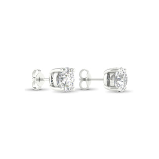 4.00 Carat T.W. Round-cut Lab Grown Diamond ( G-H/VS ) 14K Gold Stud Earrings with Double Notch Post & Pushback