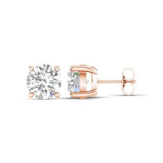 5.00 Carat T.W. Round-cut Lab Grown Diamond ( G-H/VS ) 14K Gold Stud Earrings with Double Notch Post & Pushback