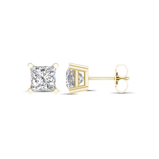 3.00 Carat T.W. Princess-cut Lab Grown Diamond ( G-H/VS ) 14K Gold Stud Earrings with Double Notch Post & Pushback