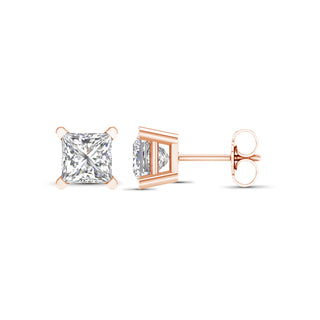 3.00 Carat T.W. Princess-cut Lab Grown Diamond ( G-H/VS ) 14K Gold Stud Earrings with Double Notch Post & Pushback
