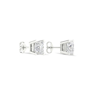 4.00 Carat T.W. Princess-cut Lab Grown Diamond ( G-H/VS ) 14K Gold Stud Earrings with Double Notch Post & Pushback