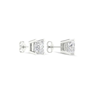 6.00 Carat T.W. Princess-cut Lab Grown Diamond ( G-H/VS ) 14K Gold Stud Earrings with Double Notch Post & Pushback