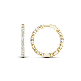 3.00 Carat T.W. Round-cut Lab Grown Diamond ( G-H/VS ) 14K Gold Hoop Earrings