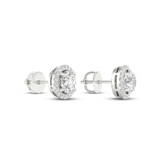 2 1/4 Carat T.W. Round-cut Lab Grown Diamond ( G-H/VS ) 14K Gold Halo Earrings with threaded post & screw back