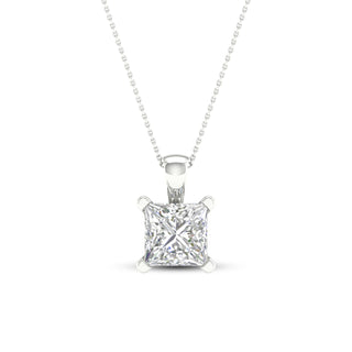 1.00 Carat T.W. Princess-cut Lab Grown Diamond ( G-H/VS ) 14K Gold Pendant with Box Chain