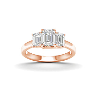 2.00 Carat T.W. Emerald-cut Lab Grown Diamond ( G-H/VS ) 14K Gold 3 Stone Ring