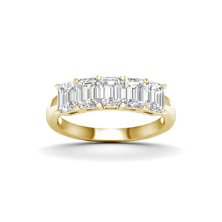 7 1/2 Carat T.W. Emerald-cut Lab Grown Diamond ( G-H/VS ) 14K Gold 5 Stone Ring