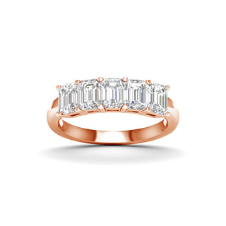 7 1/2 Carat T.W. Emerald-cut Lab Grown Diamond ( G-H/VS ) 14K Gold 5 Stone Ring