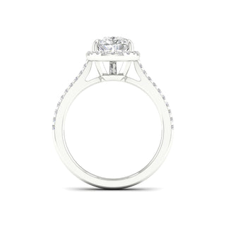 2 1/4 Carat T.W. Pear/Round-cut Lab Grown Diamond ( G-H/VS ) 14K Gold Halo Ring