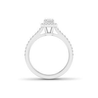 1.00 Carat T.W. Radiant/Round-cut Lab Grown Diamond ( G-H/VS ) 14K Gold Halo Ring