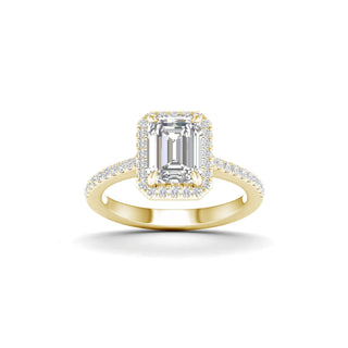 2 1/4 Carat T.W. Radiant/Round-cut Lab Grown Diamond ( G-H/VS ) 14K Gold Halo Ring