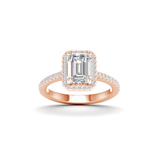2 1/4 Carat T.W. Radiant/Round-cut Lab Grown Diamond ( G-H/VS ) 14K Gold Halo Ring