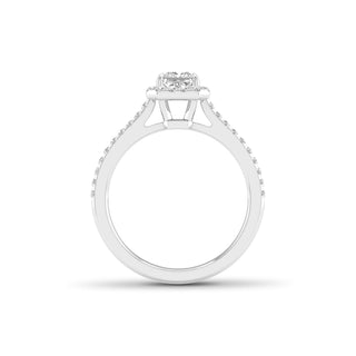 1.00 Carat T.W. Princess/Round-cut Lab Grown Diamond ( G-H/VS ) 14K Gold Halo Ring