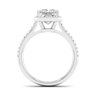 2 1/4 Carat T.W. Princess/Round-cut Lab Grown Diamond ( G-H/VS ) 14K Gold Halo Ring
